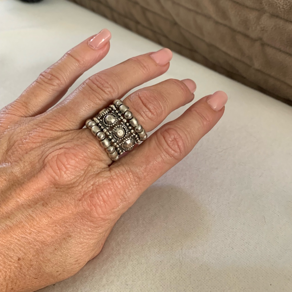 Silver Bead Statement Ring